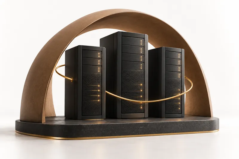 Three charcoal hosting towers sheltered beneath a brown arch.